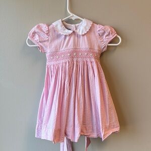 Ana Vini Pink Gingham smocked Kids Dress